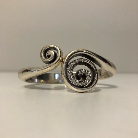 Brighton Jewelry - Brighton Crystal Swirl Hinged Bangle Bracelet